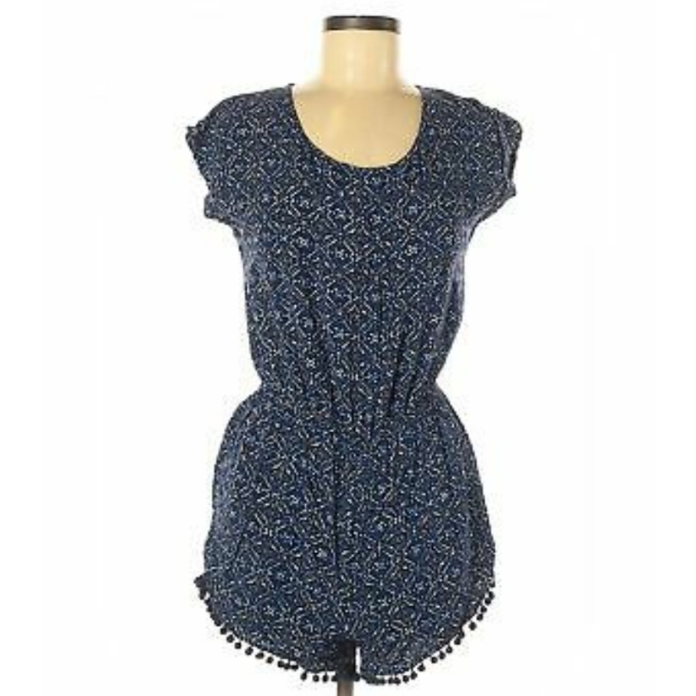 Star Patterned Pom Pom Tie-Back Romper
